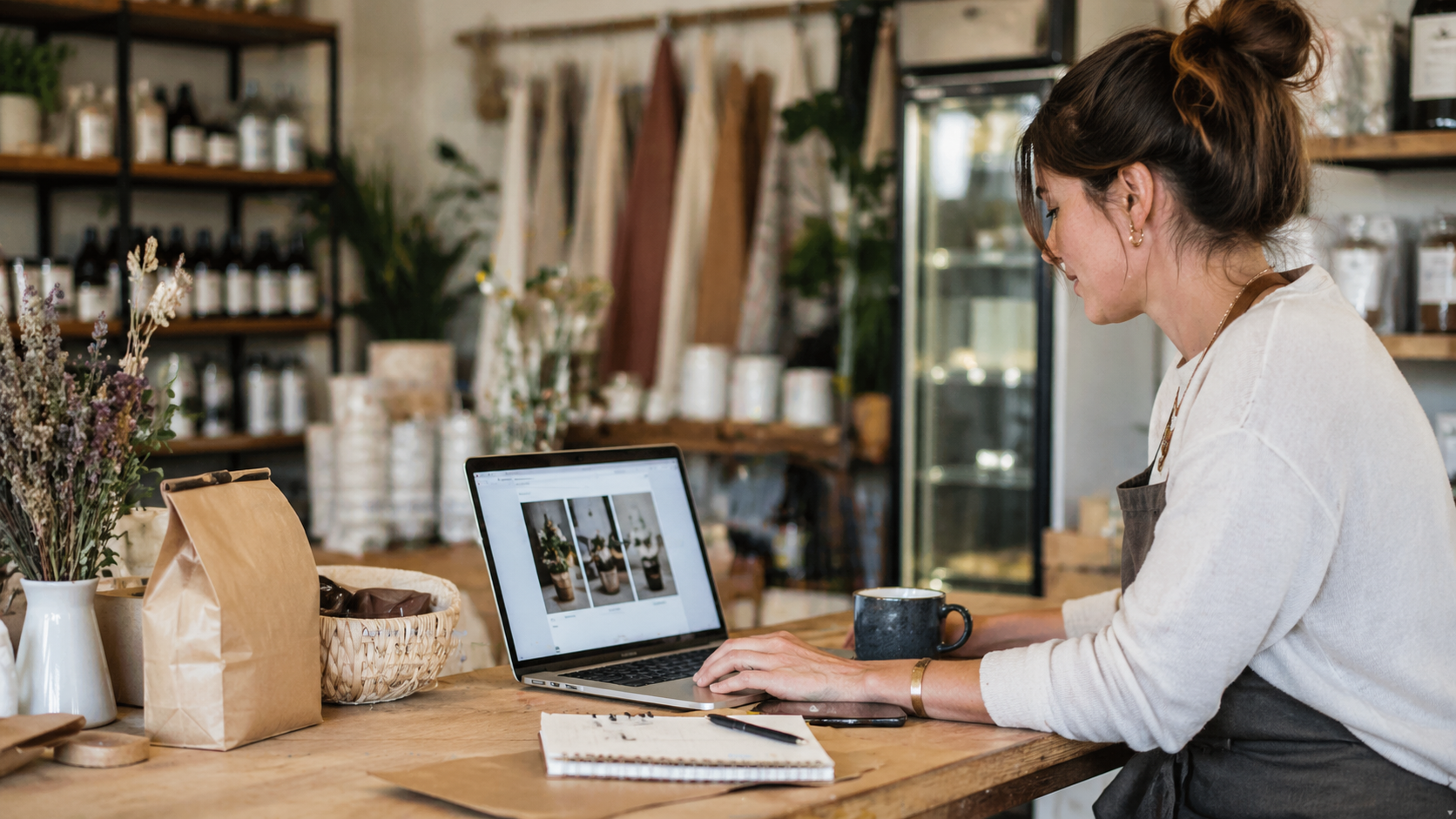 Website design workspace for a small business site